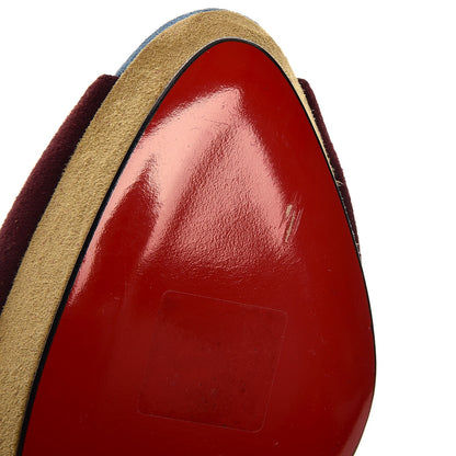 Christian Louboutin Suede Lady Peep 150 Pumps 39 Maroon Turquoise Olive 8 of 8