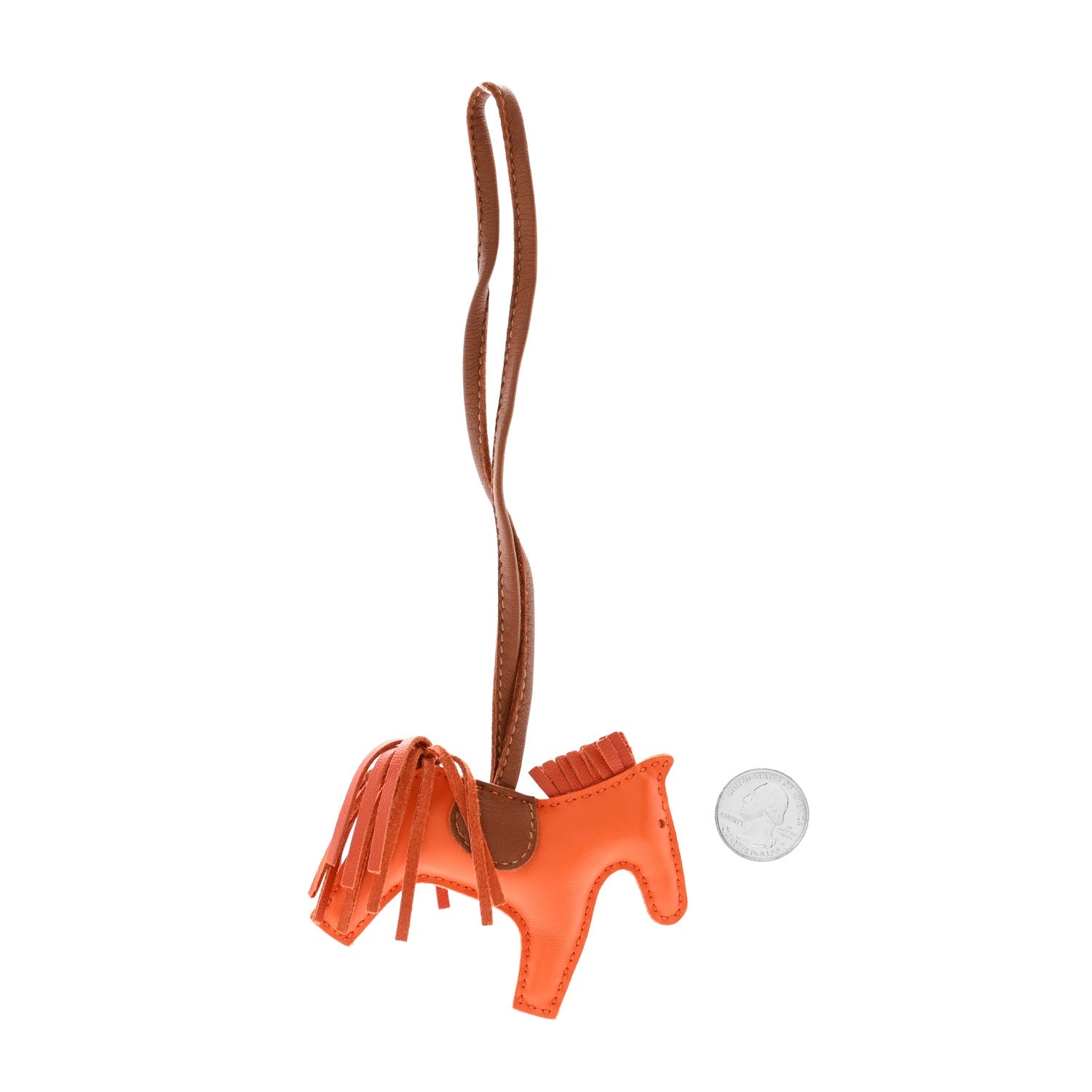 Hermes Milo Lambskin Grigri Rodeo Horse Bag Charm PM Feu Orange Fauve 2 of 5