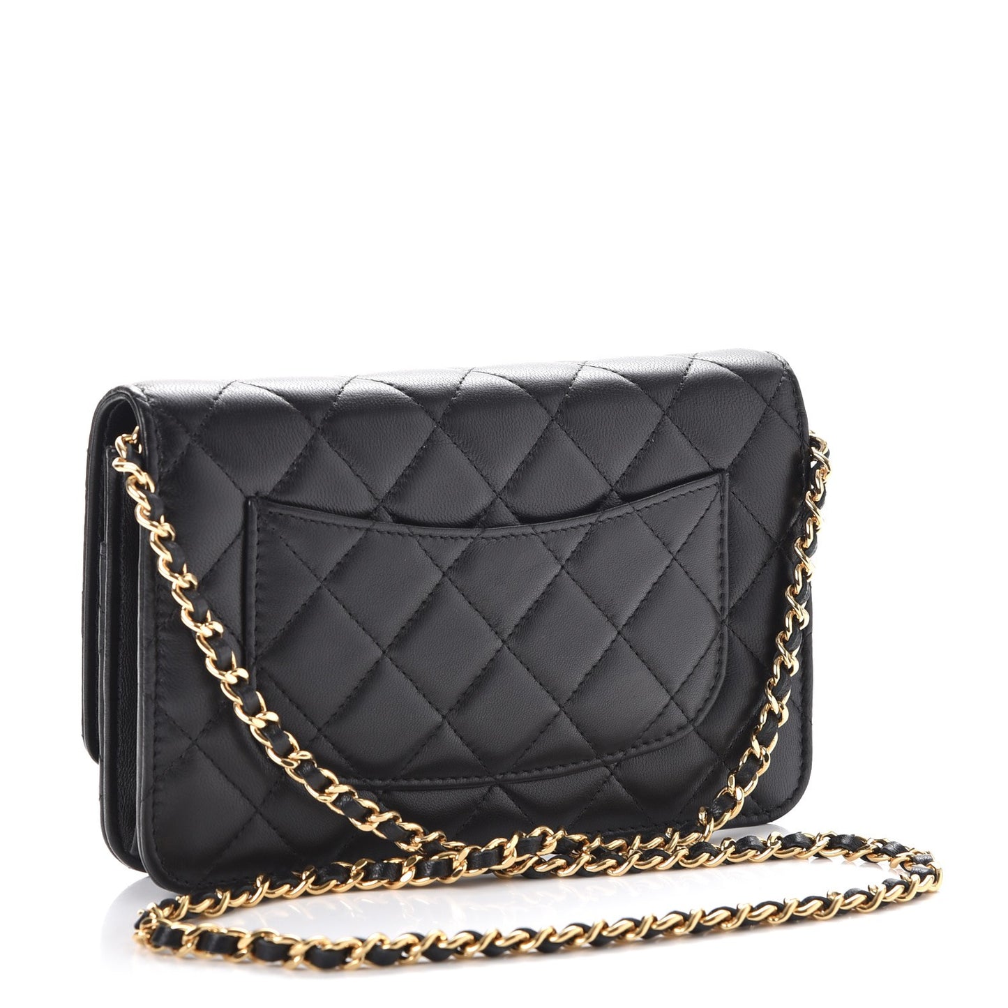 Lambskin Quilted Wallet On Chain WOC Black