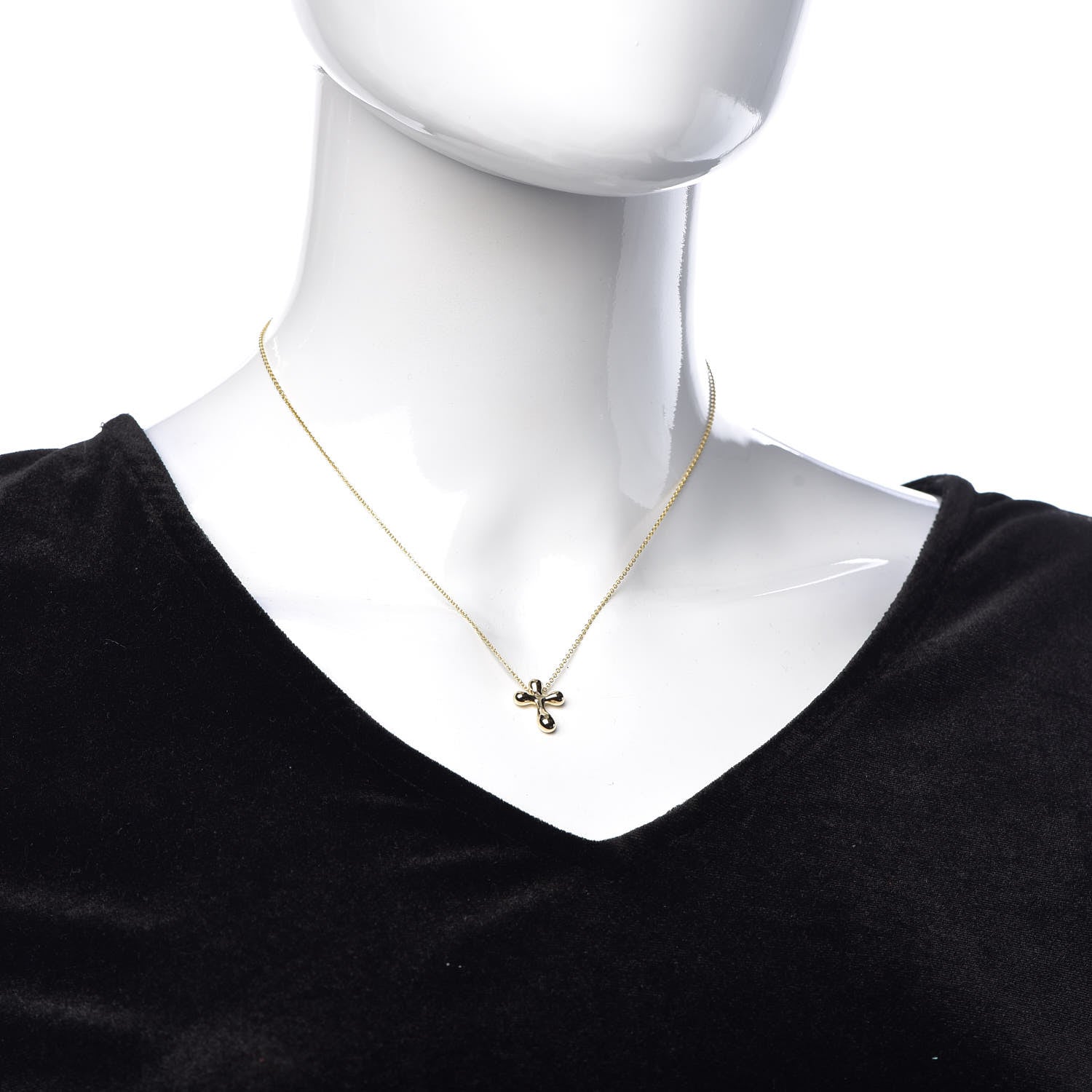 Tiffany 18K Yellow Gold 12mm Elsa Peretti Cross Pendant Necklace 2 of 6