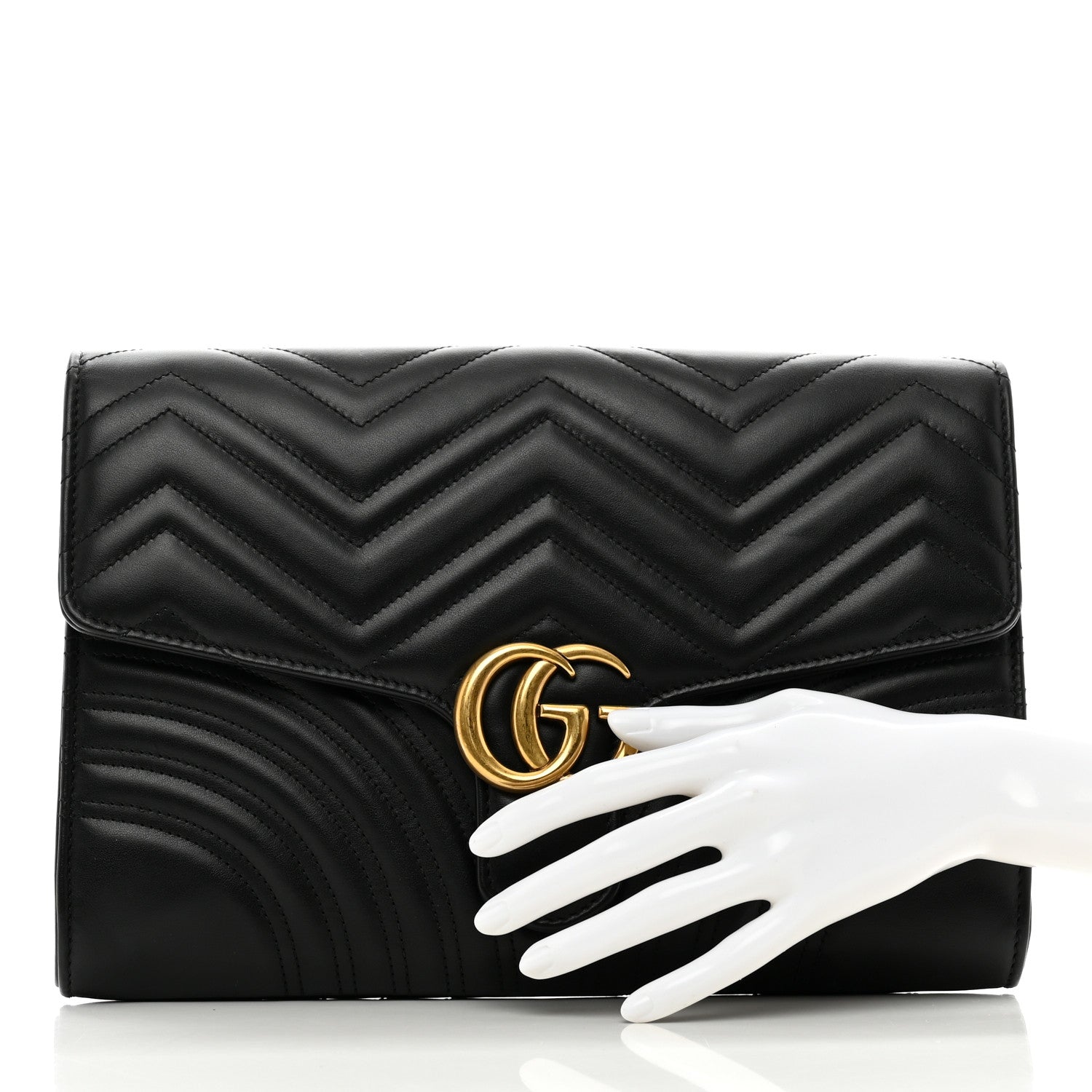 Gucci Calfskin Matelasse GG Marmont Clutch Black 2 of 10