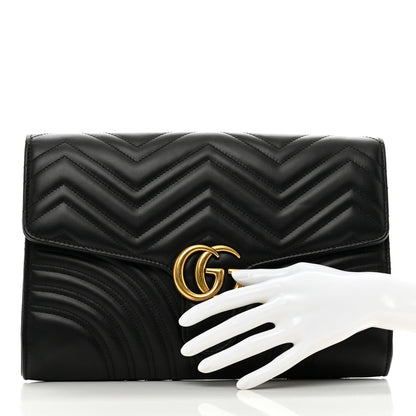 Gucci Calfskin Matelasse GG Marmont Clutch Black 2 of 10