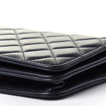 Chanel Iridescent Lambskin Quilted Pearl Wallet On Chain WOC Black 9 of 12