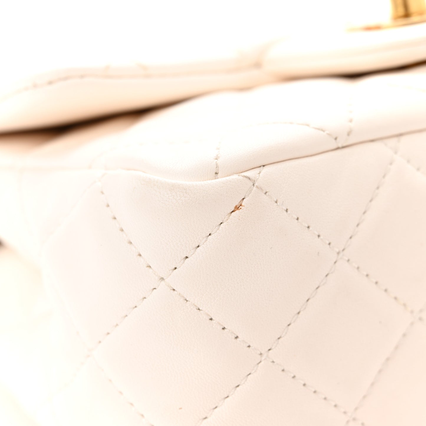 Lambskin Quilted Mini Pearl Crush Flap White