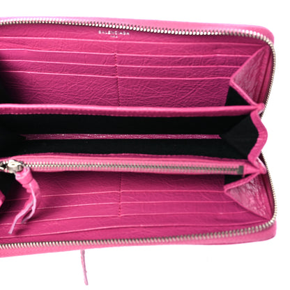 Balenciaga Agneau Classic Silver Hardware Continental Zip Around Wallet Rose Flamingo 5 of 8