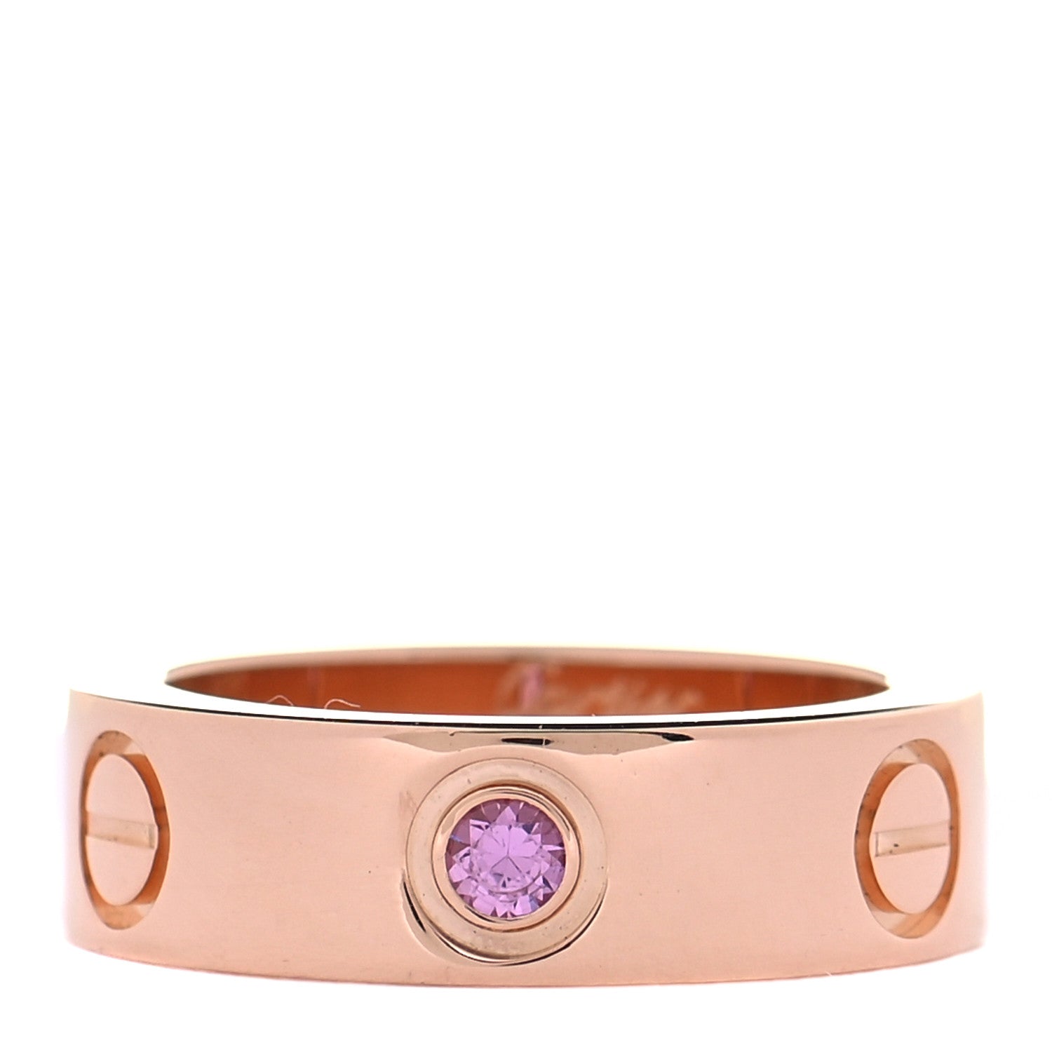 Cartier 18K Pink Gold Pink Sapphire 5.5mm LOVE Ring 48 4.5 1 of 5