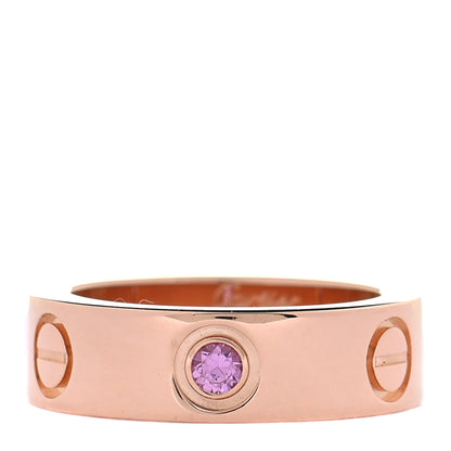 Cartier 18K Pink Gold Pink Sapphire 5.5mm LOVE Ring 48 4.5 1 of 5