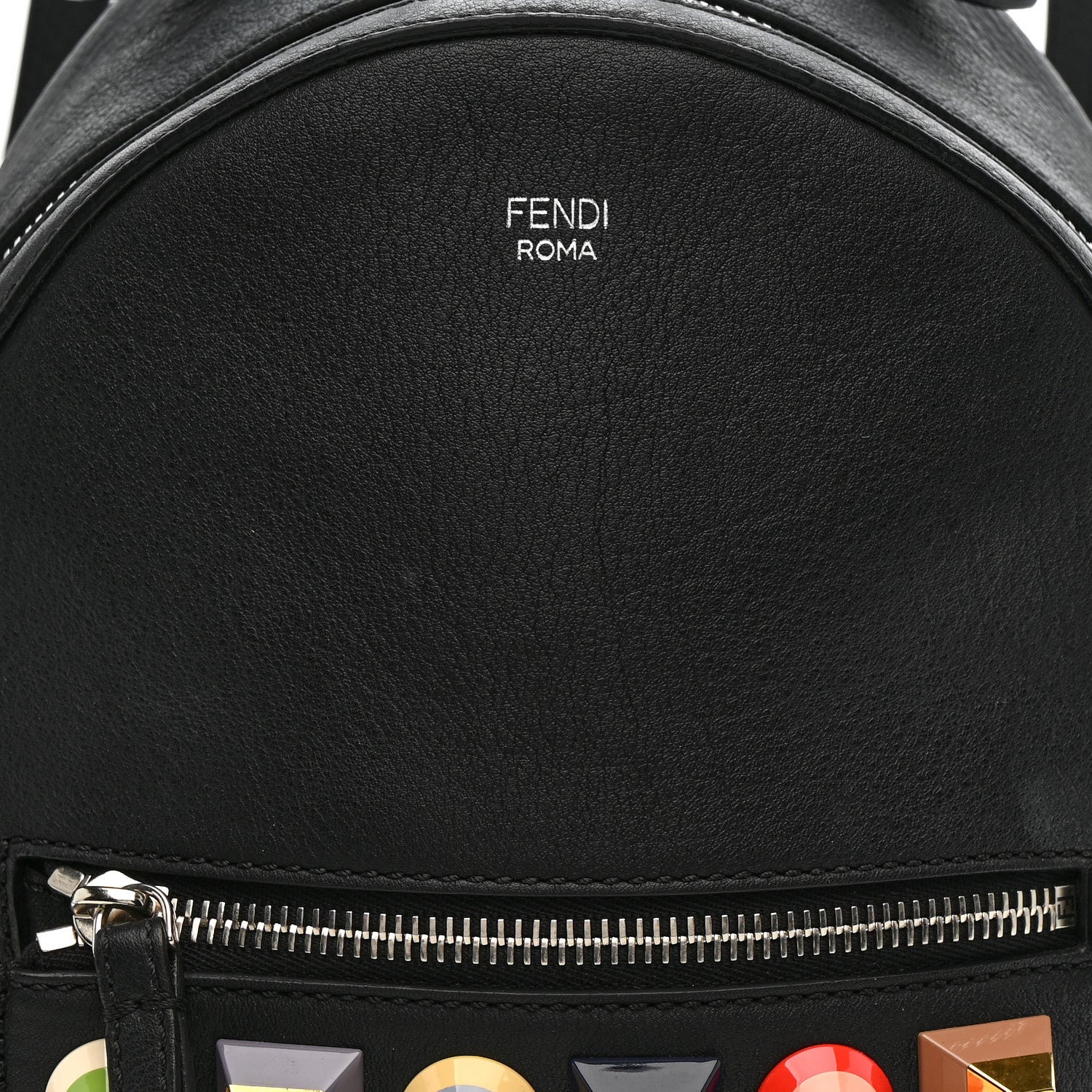 Fendi Vitello Dolce Studded Mini Backpack Black Multicolor 8 of 10
