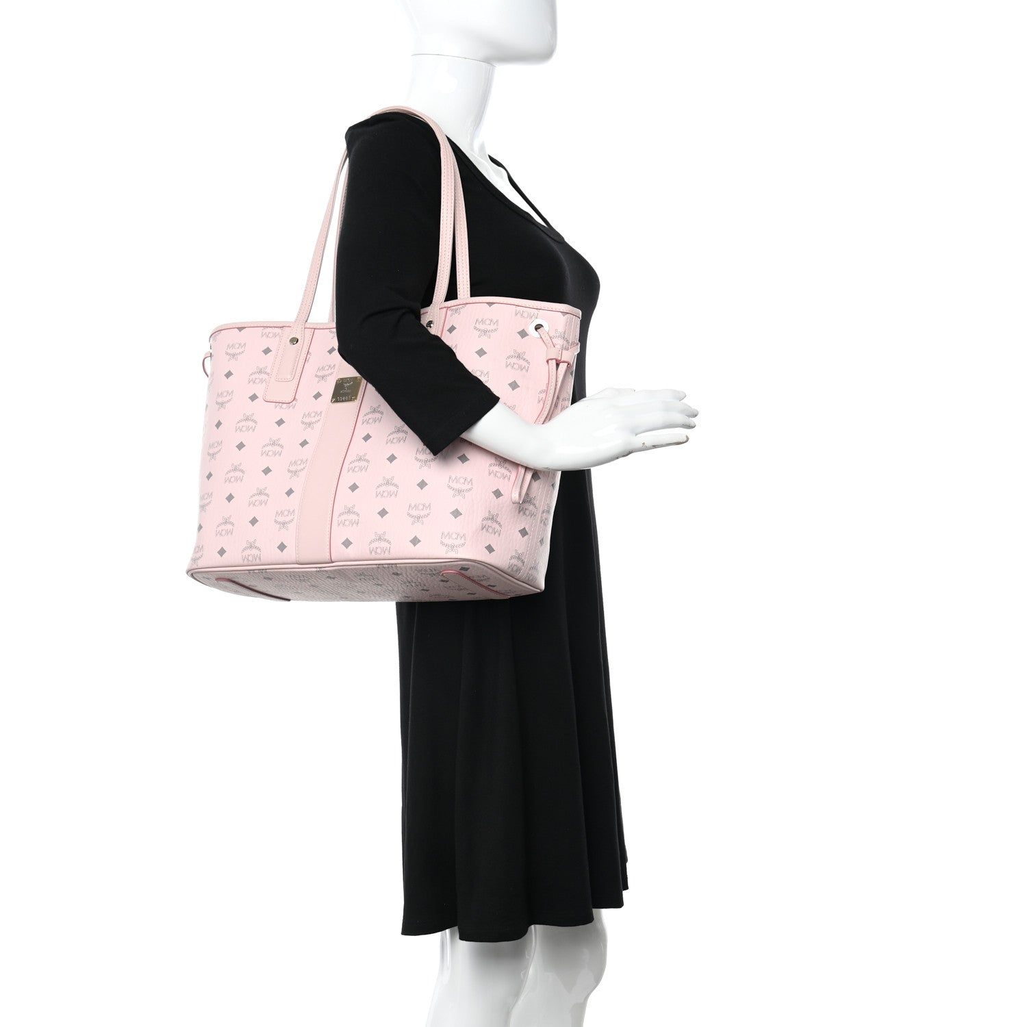 MCM Visetos Medium Liz Reversible Shopper Tote Powder Pink 3 of 12