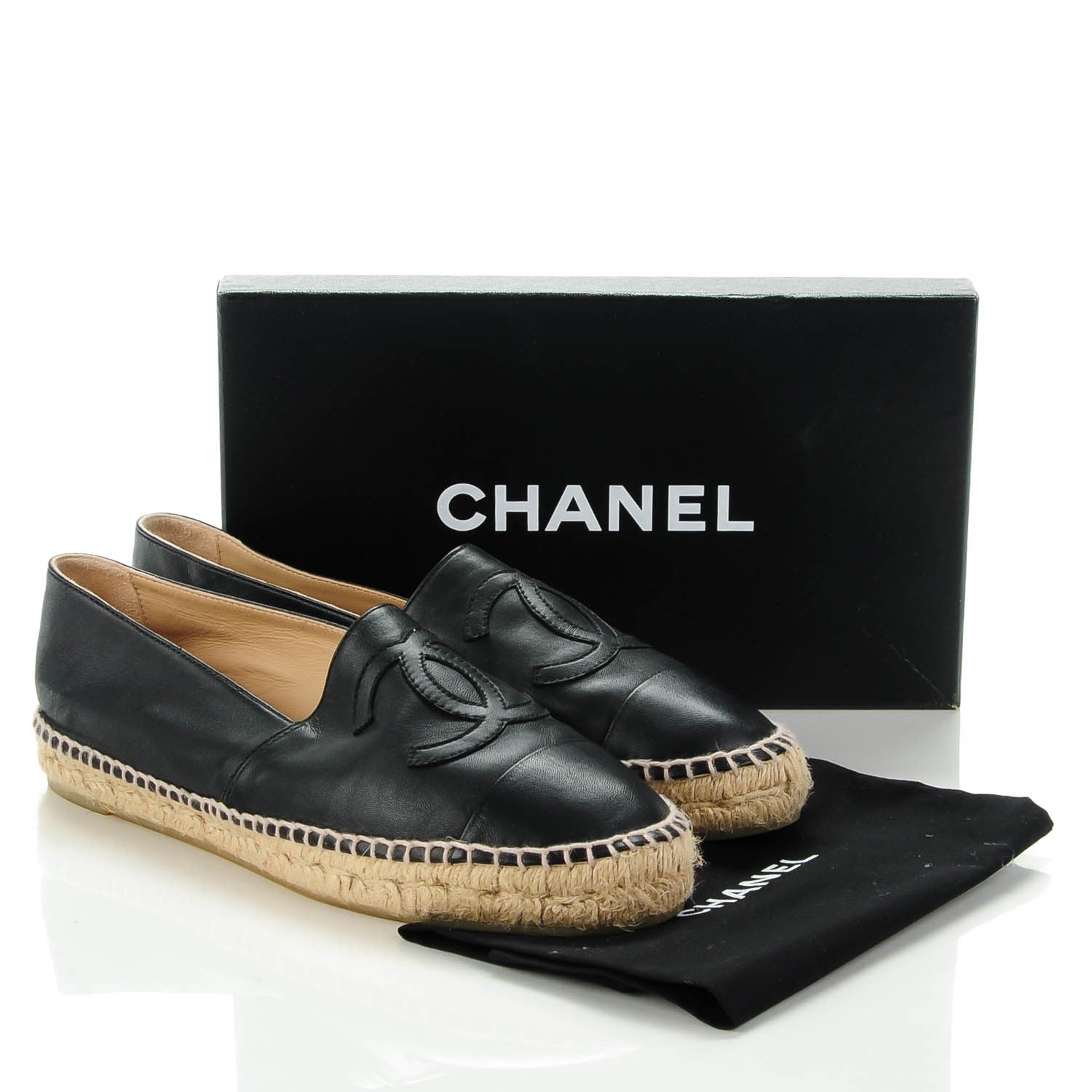 Chanel Lambskin CC Espadrilles 41 Black 5 of 8