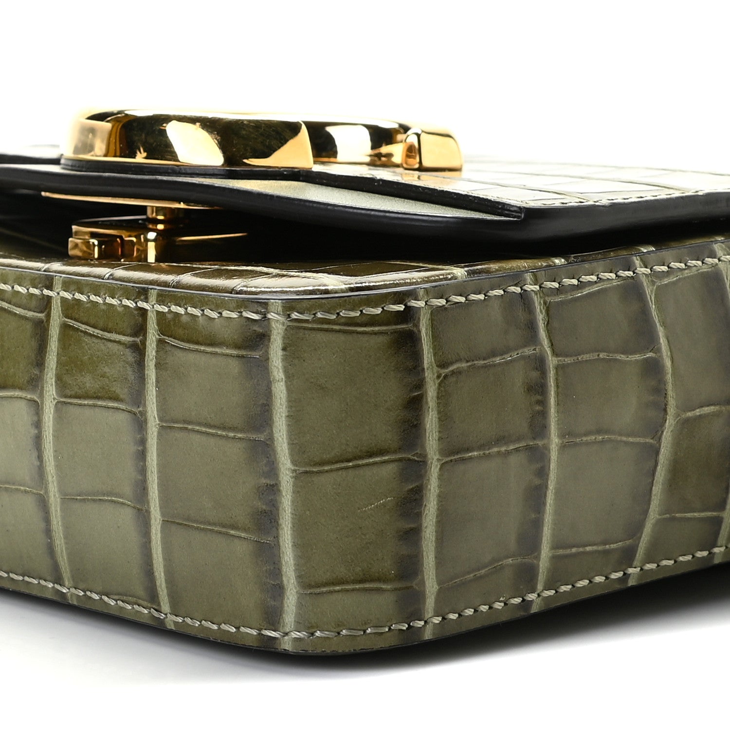 Chloe Calfskin Crocodile Embossed Mini C Double Carry Misty Forest 9 of 10