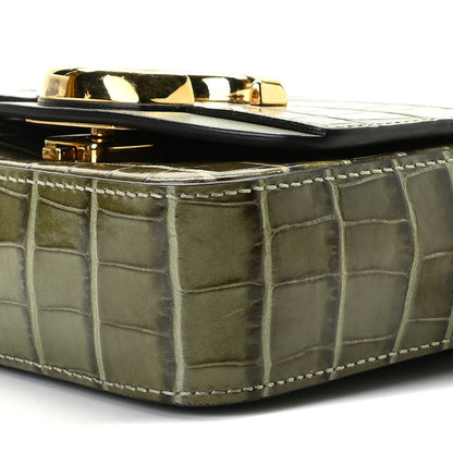 Chloe Calfskin Crocodile Embossed Mini C Double Carry Misty Forest 9 of 10