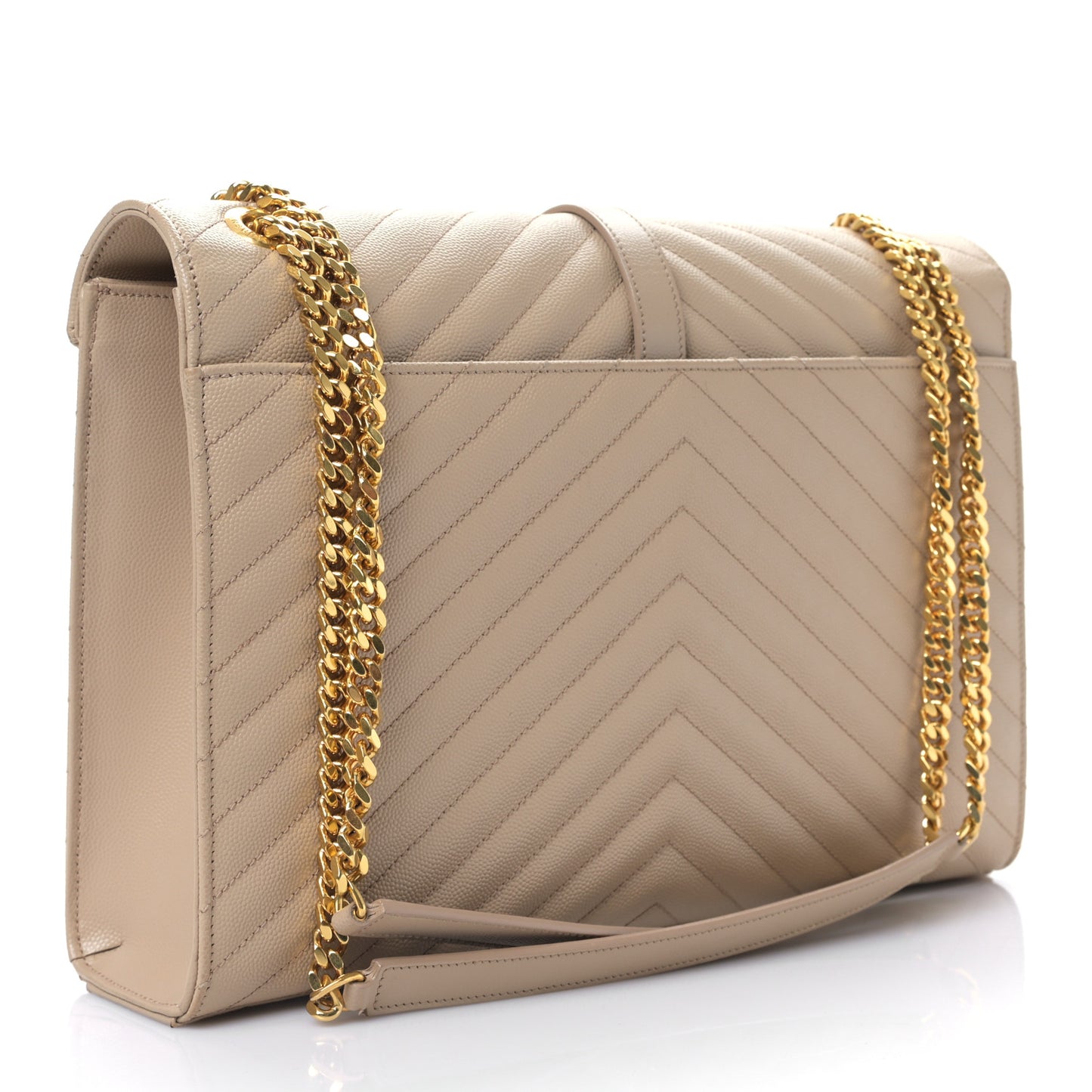 Grain De Poudre Matelasse Chevron Large Monogram Satchel Dark Beige