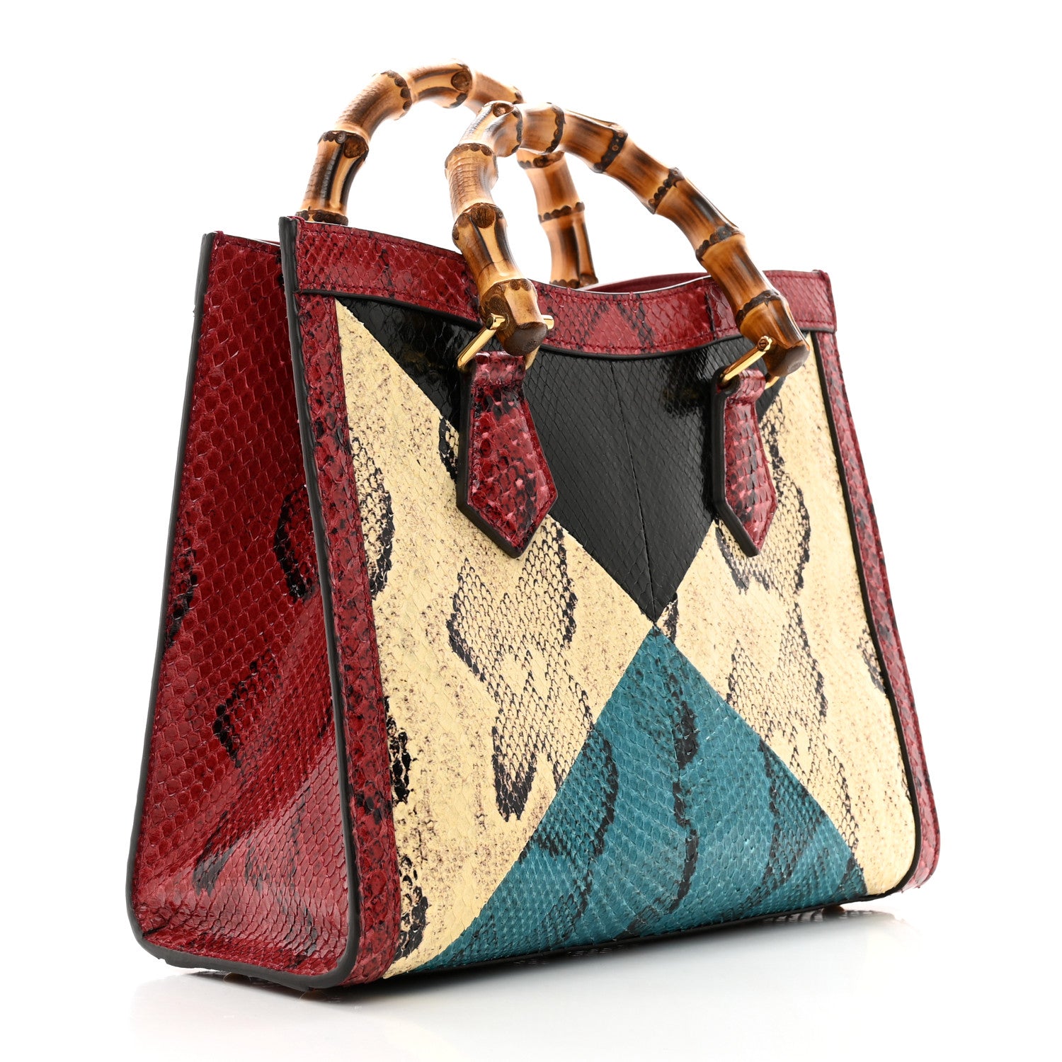 Gucci Snakeskin Geometric Small Diana Tote Wild Red Multicolor 3 of 10