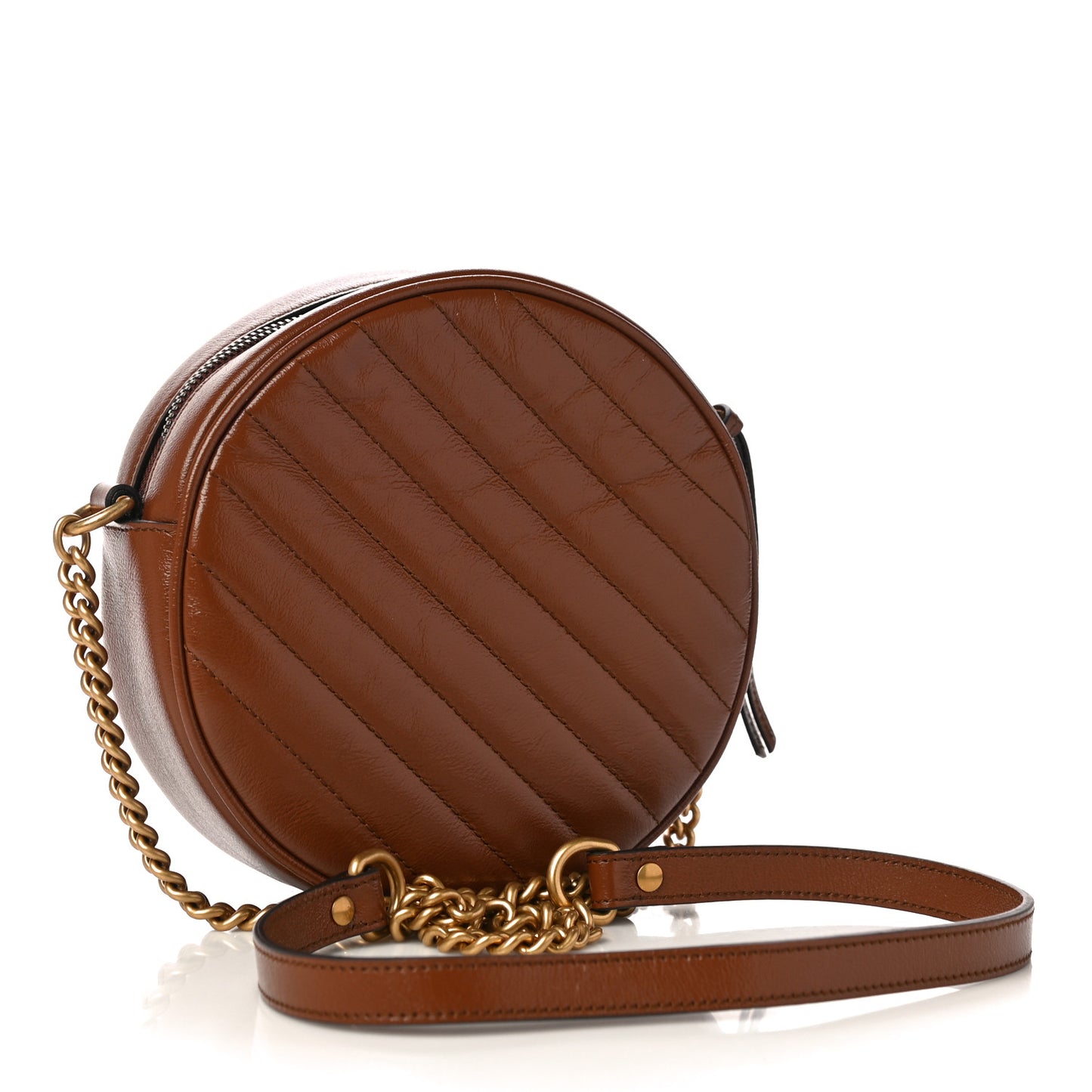 Azalea Calfskin Matelasse Diagonal Mini GG Marmont Round Shoulder Bag Cuir