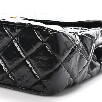 Chanel Shiny Crumpled Calfskin Quilted Large Wavy CC Hobo Black 10 of 10