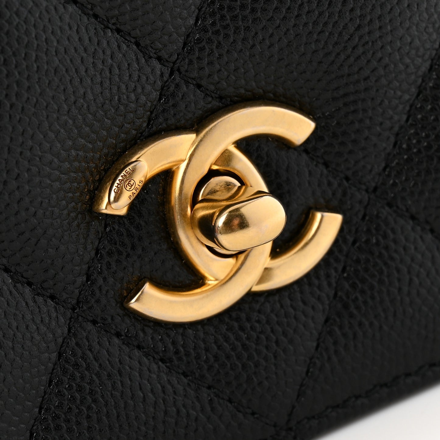 Caviar Quilted Mini Top Handle Flap Black