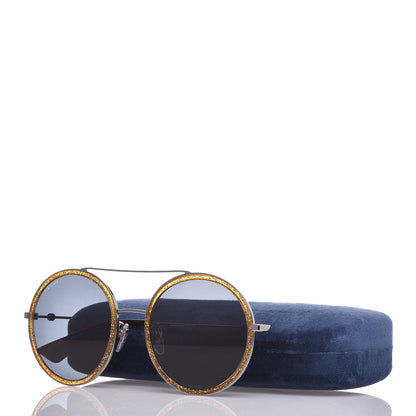 Gucci Round Frame Glitter Sunglasses GG0061S Yellow 9 of 9