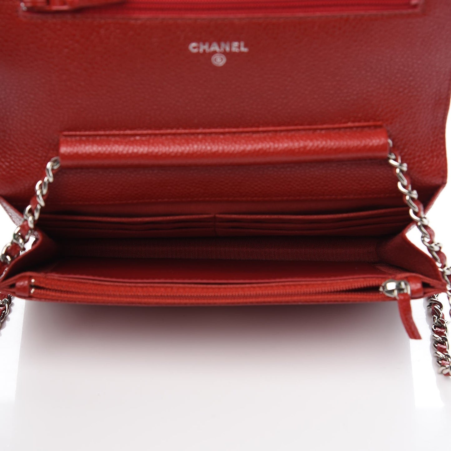 Caviar Quilted Wallet on Chain WOC Red