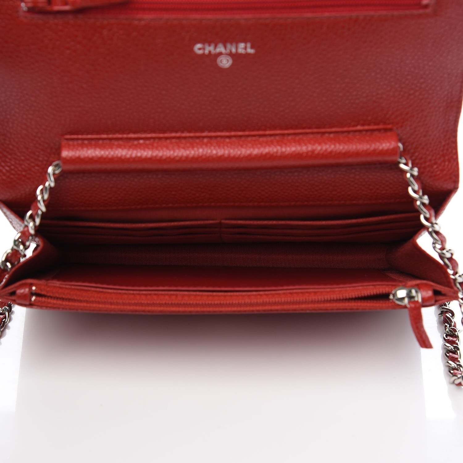 Chanel Caviar Quilted Wallet on Chain WOC Red 5 of 8