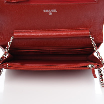 Chanel Caviar Quilted Wallet on Chain WOC Red 5 of 8