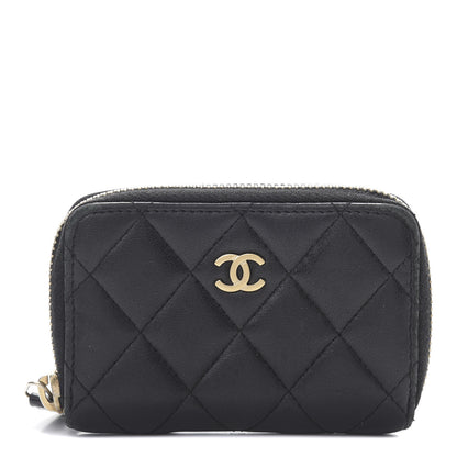 Chanel Lambskin Quilted Zip Coin Purse Black 1 of 10