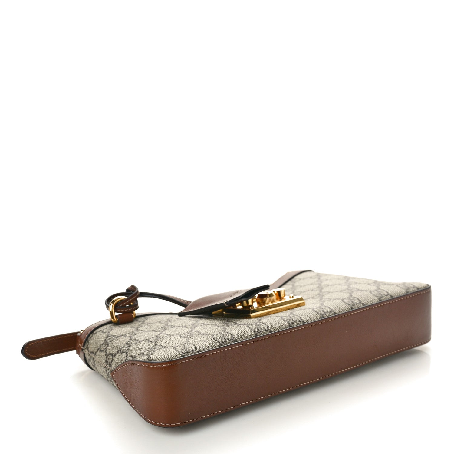 Gucci GG Supreme Monogram Calfskin Small Padlock Chain Shoulder Bag Beige Ebony Brown Sugar 4 of 11