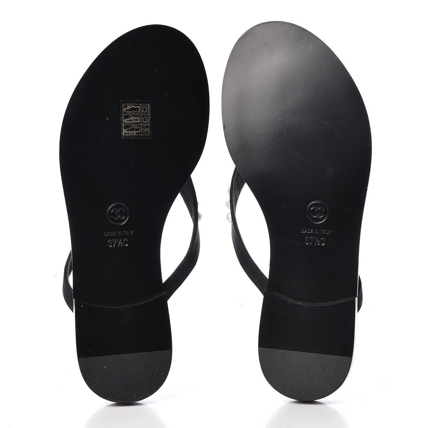 Chanel Suede Pearl Thong Sandals 37.5 Black 5 of 7