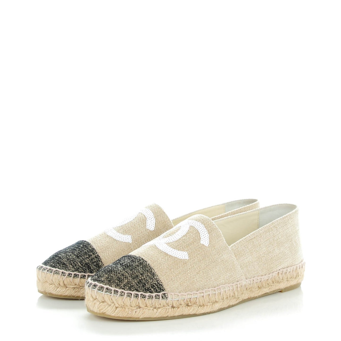 Toile Sequin CC Espadrilles 42 Beige Black
