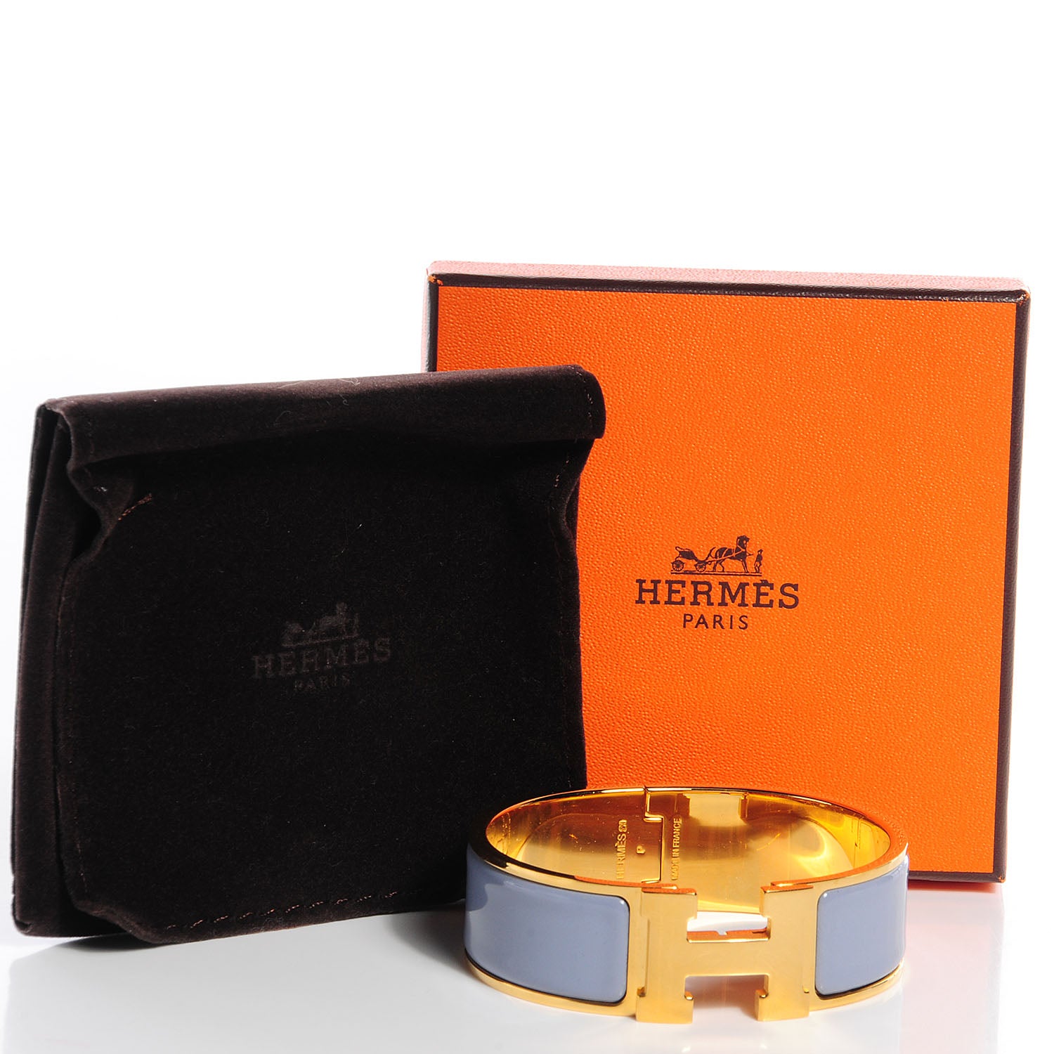Hermes Enamel Wide Clic Clac H Bracelet GM Bleu Lin 5 of 5