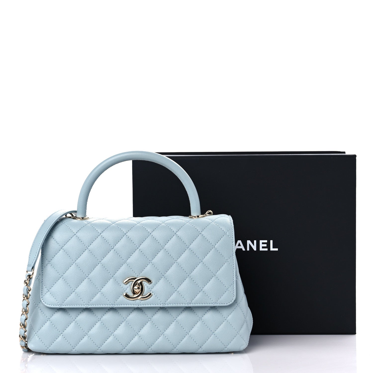 Chanel Caviar Quilted Small Coco Handle Flap Light Blue 10 of 10