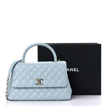 Chanel Caviar Quilted Small Coco Handle Flap Light Blue 10 of 10
