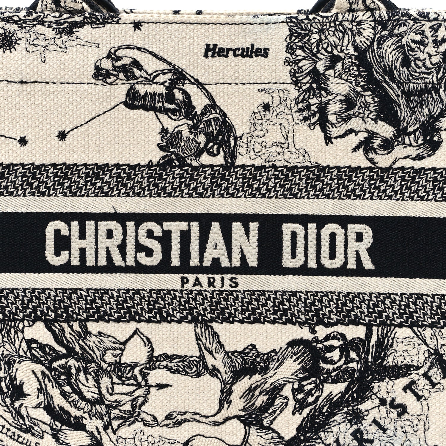Christian Dior Canvas Embroidered Small Zodiac Toile De Jouy Book Tote Latte 8 of 11