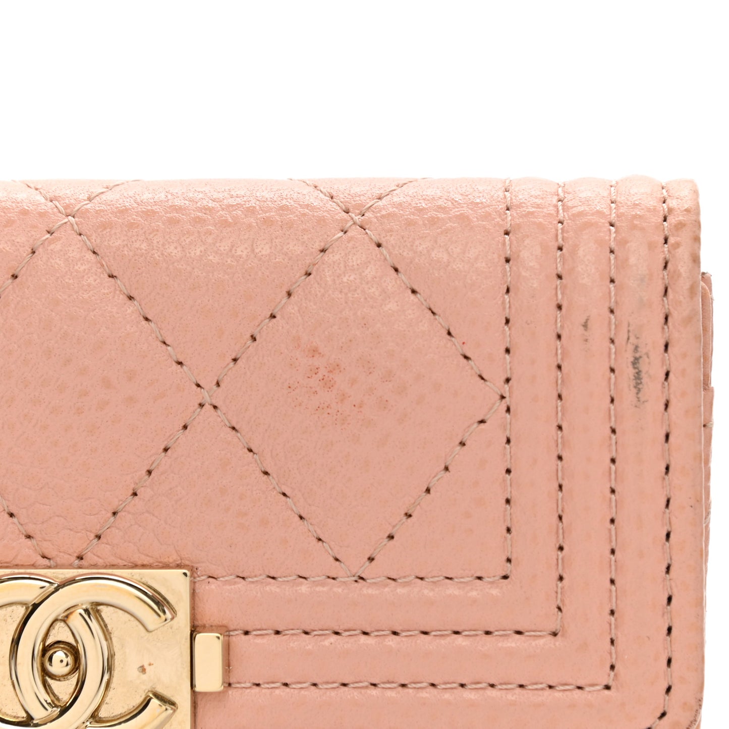 Caviar Quilted Boy Card Holder Wallet Light Pink