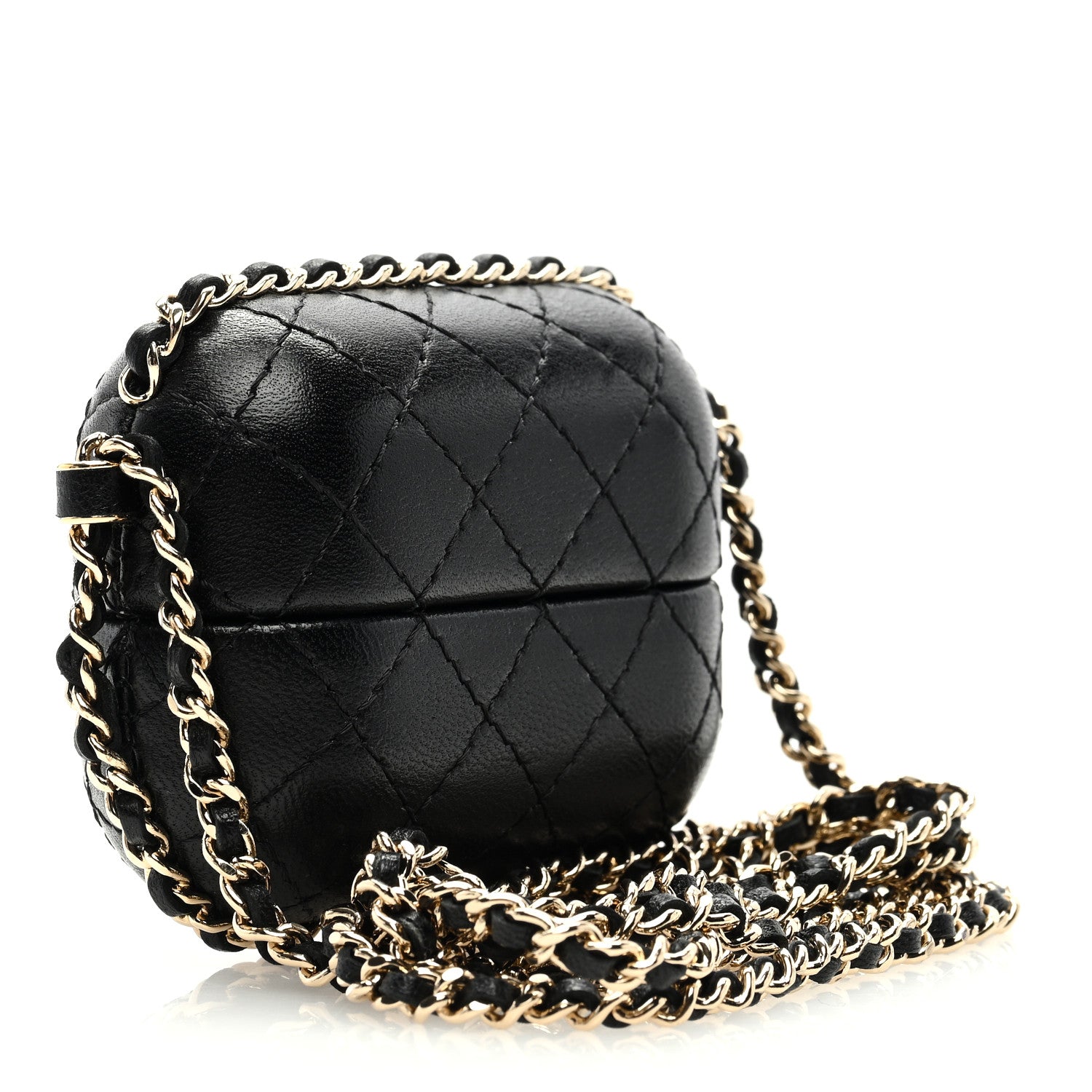 Chanel Lambskin Quilted Chain Around Airpods Pro Case With Chain Black 3 of 7
