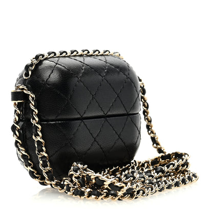 Chanel Lambskin Quilted Chain Around Airpods Pro Case With Chain Black 3 of 7