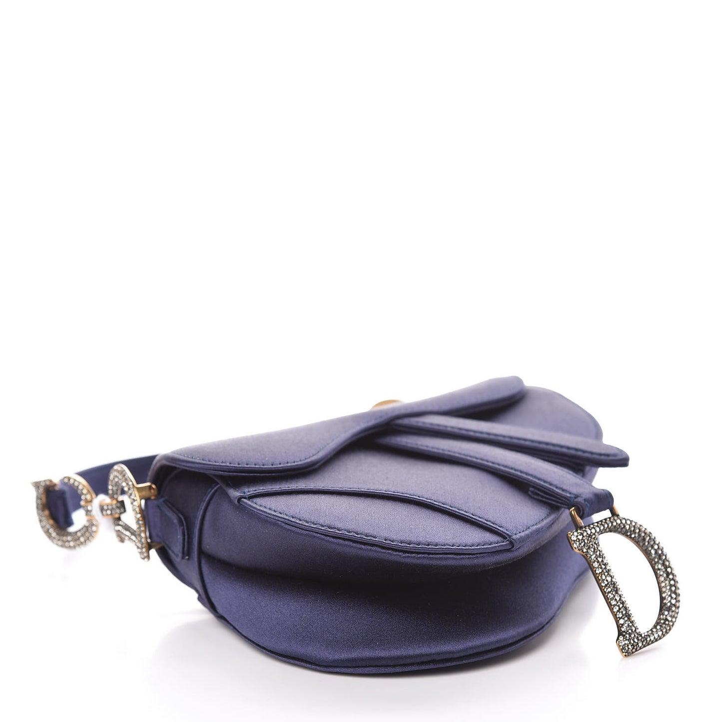 Satin Crystal Mini Saddle Bag Blue