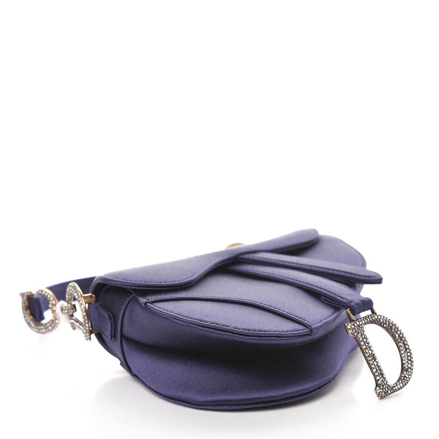 Christian Dior Satin Crystal Mini Saddle Bag Blue 4 of 7
