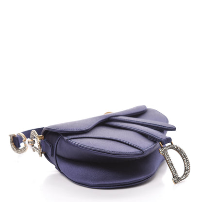 Christian Dior Satin Crystal Mini Saddle Bag Blue 4 of 7