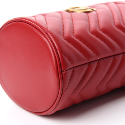 Gucci Calfskin Matelasse Mini GG Marmont 2.0 Bucket Bag Hibiscus Red 7 of 11