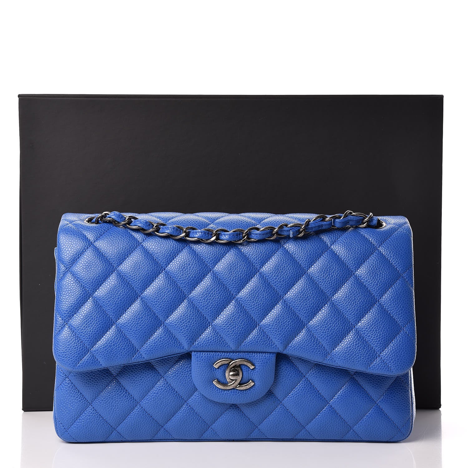 Chanel Caviar Quilted Jumbo Double Flap Blue 11 of 11