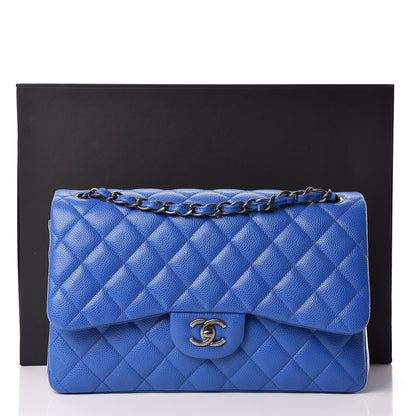 Chanel Caviar Quilted Jumbo Double Flap Blue 11 of 11