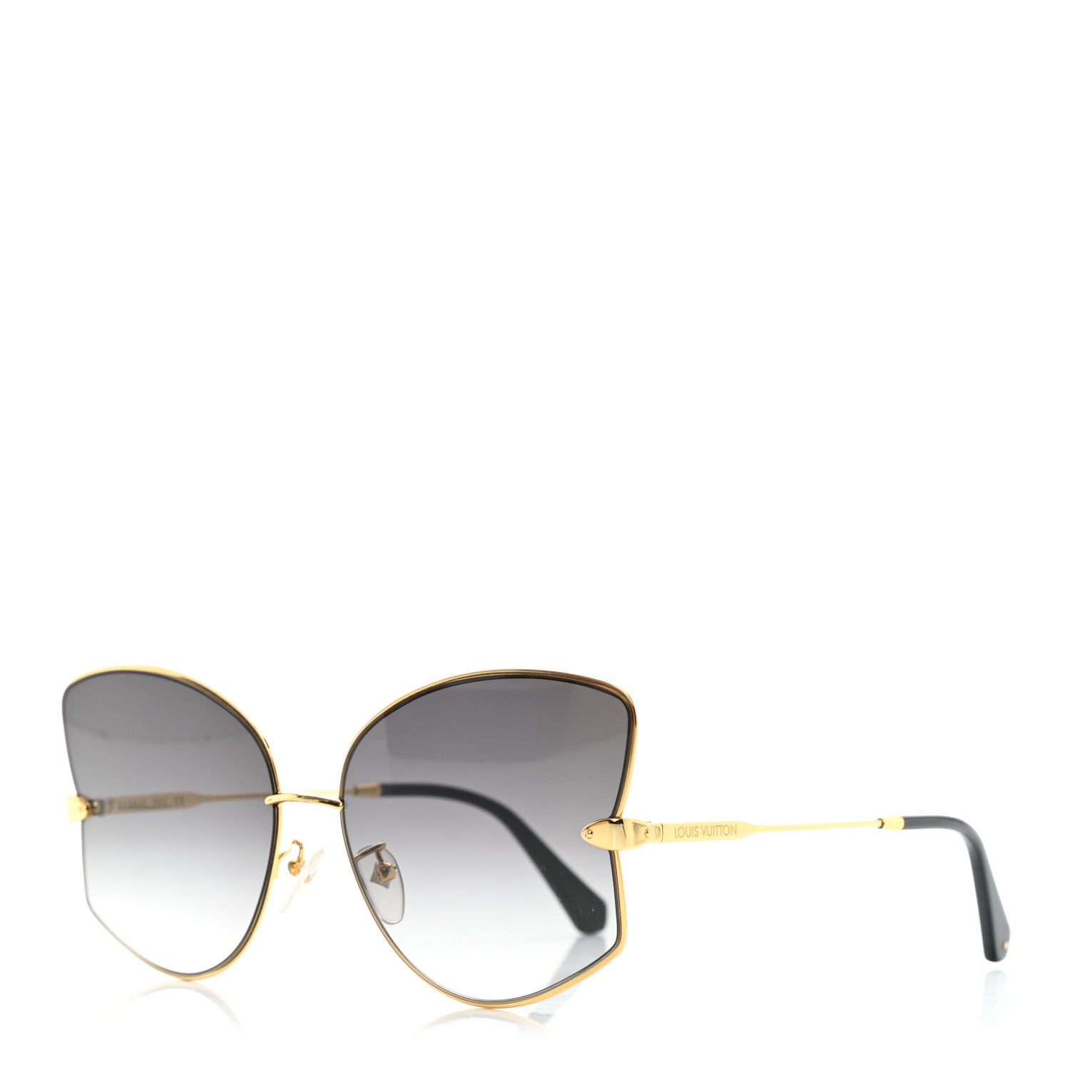 Louis Vuitton Metal Les Amants du Pont Neuf Sunglasses Z1384E Gold Black 1 of 8