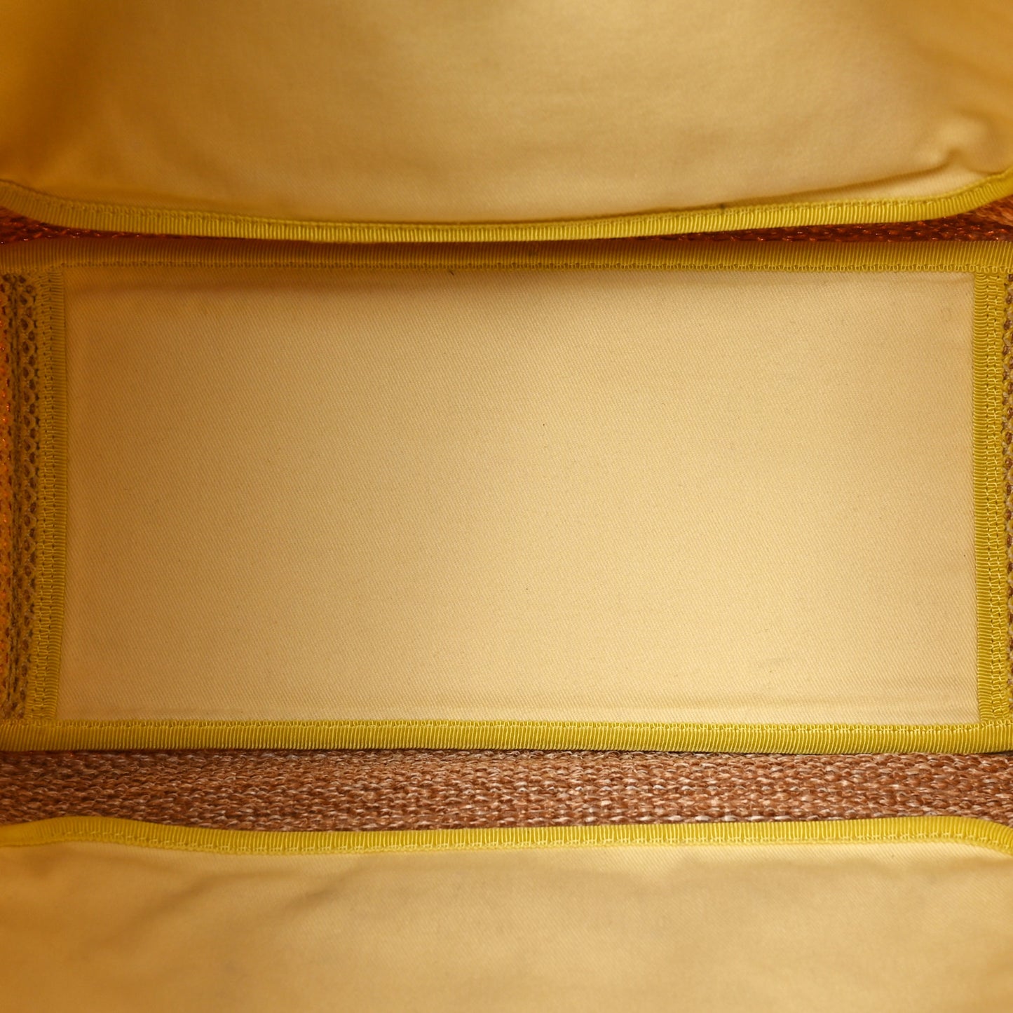 Mixed Fibers Large Shopping Bag Yellow Brown