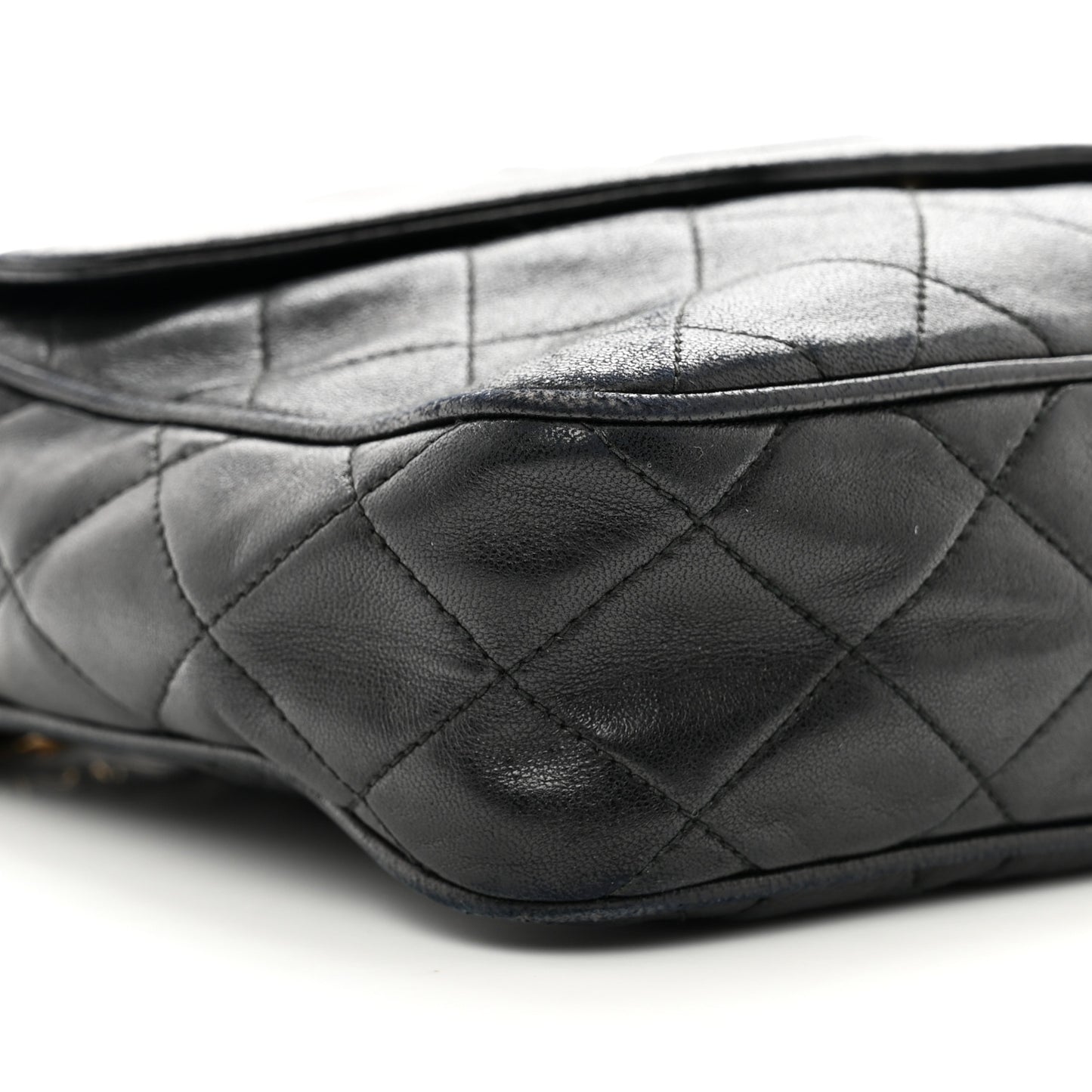 Lambskin Quilted CC Tassel Flap Black