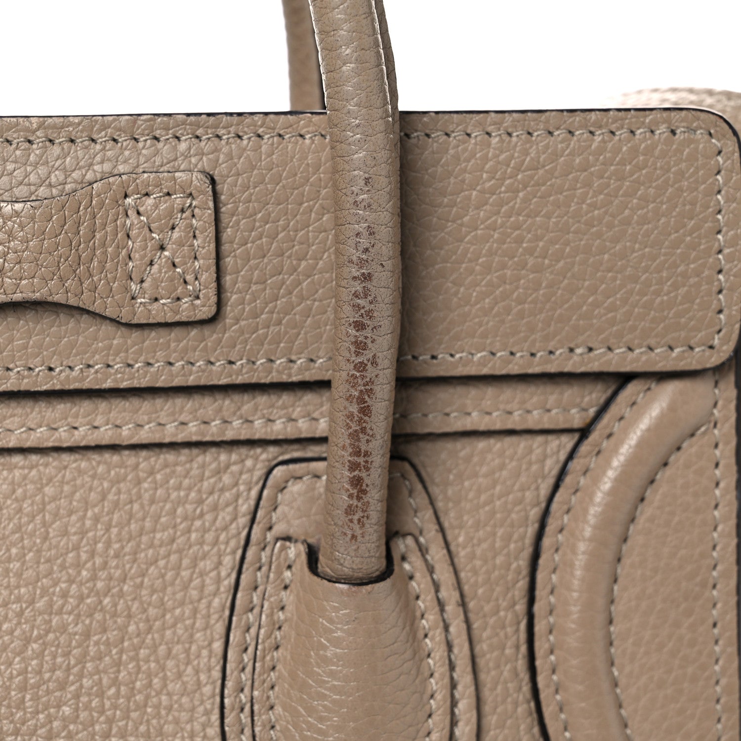 Celine Drummed Calfskin Nano Luggage Dune 13 of 19
