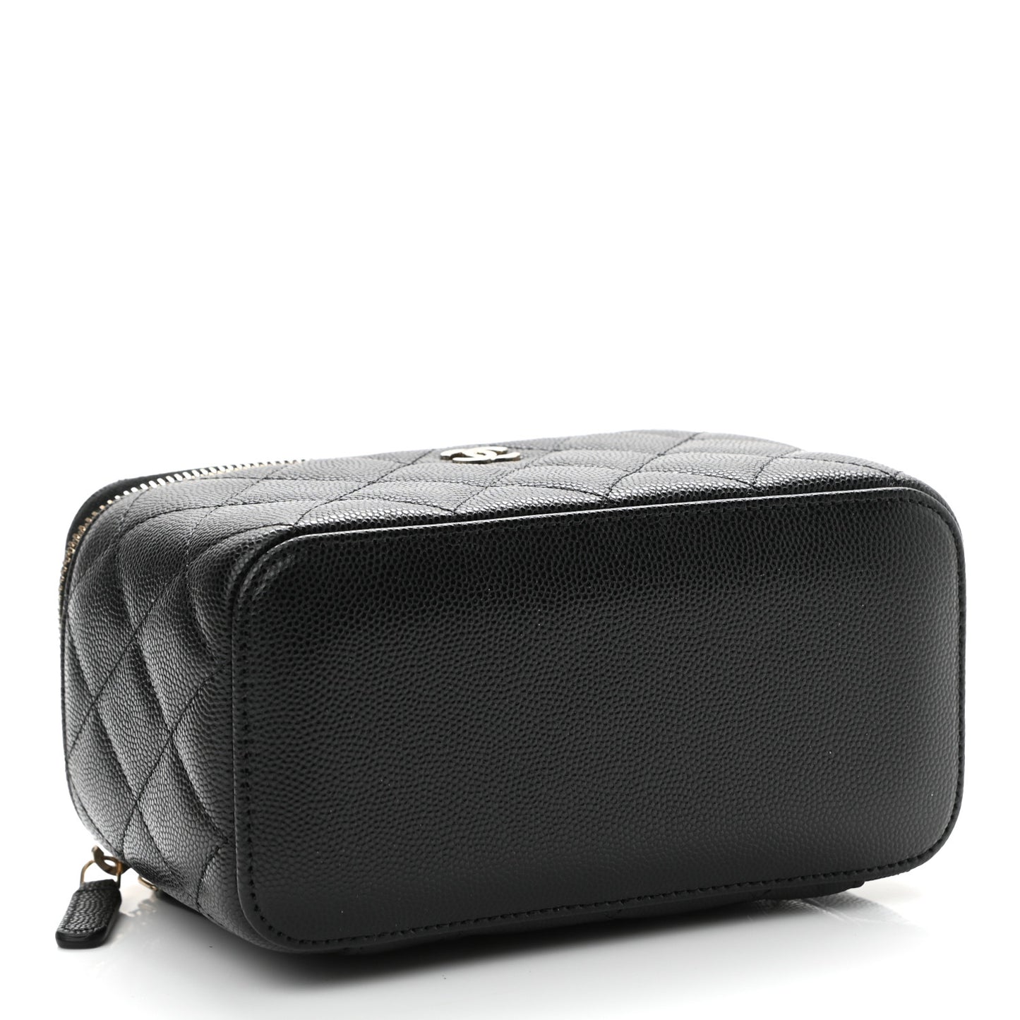 Caviar Quilted Small Vanity Case With Chain Black