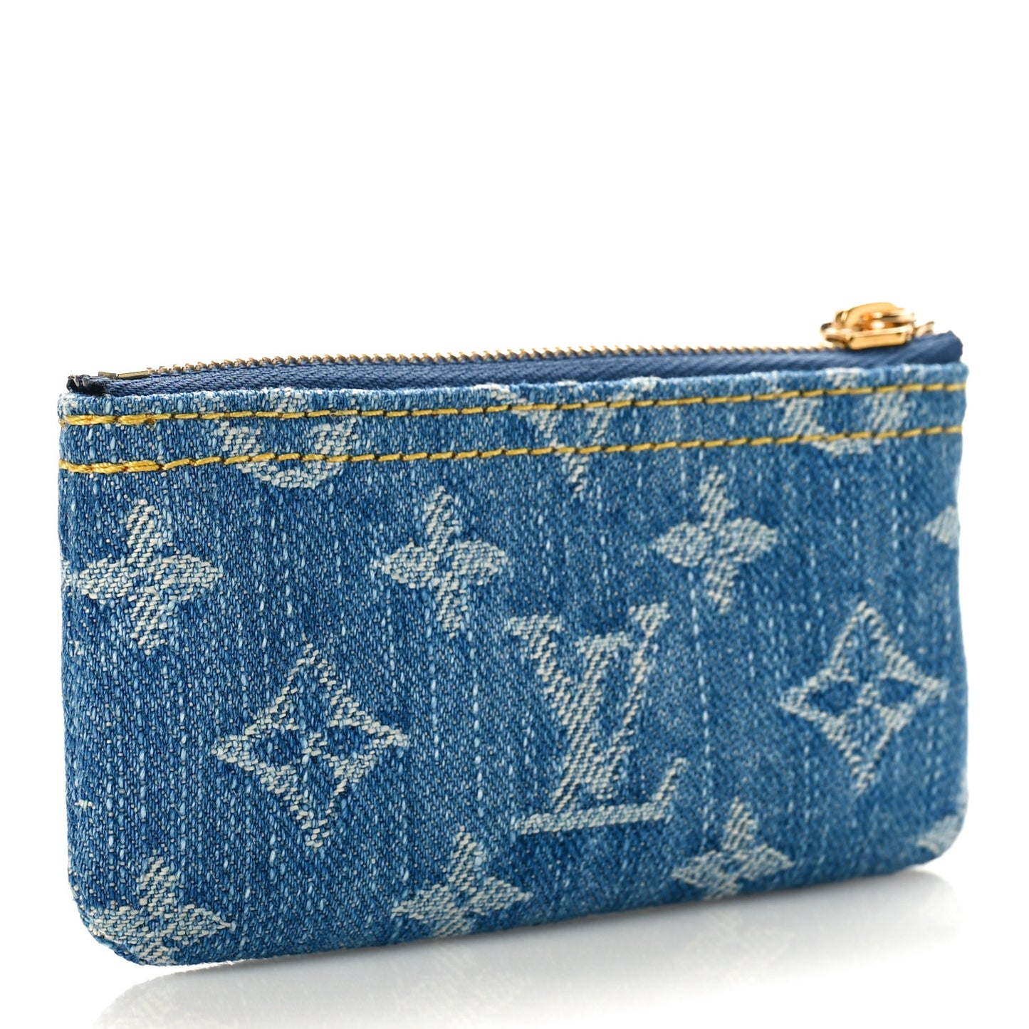Monogram Denim Key Pouch Denim Blue