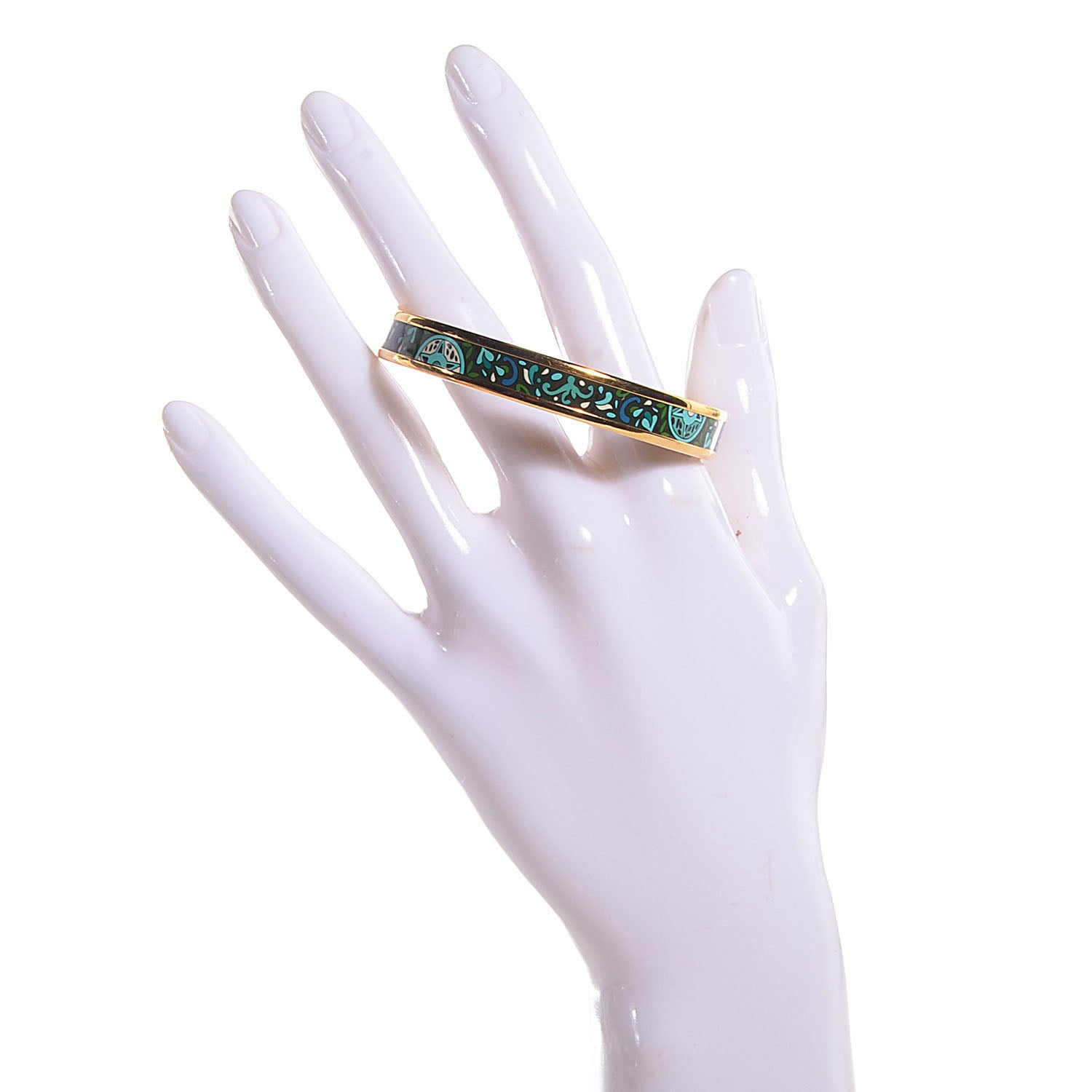 Hermes Enamel Printed Concours d'Etriers Narrow Bracelet 62 Foret 2 of 6