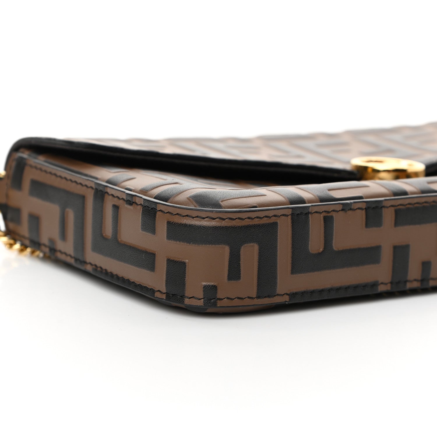 Fendi Vitello Soft F is Fendi Bi-Color FF 1974 Embossed Envelope Wallet On Chain with Pouches Maya Black 11 of 13